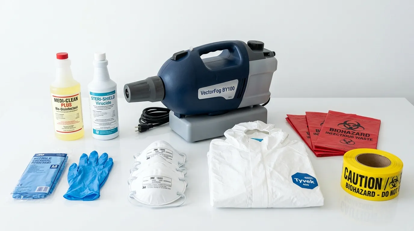 Professional biohazard remediation crew working in Tamiami